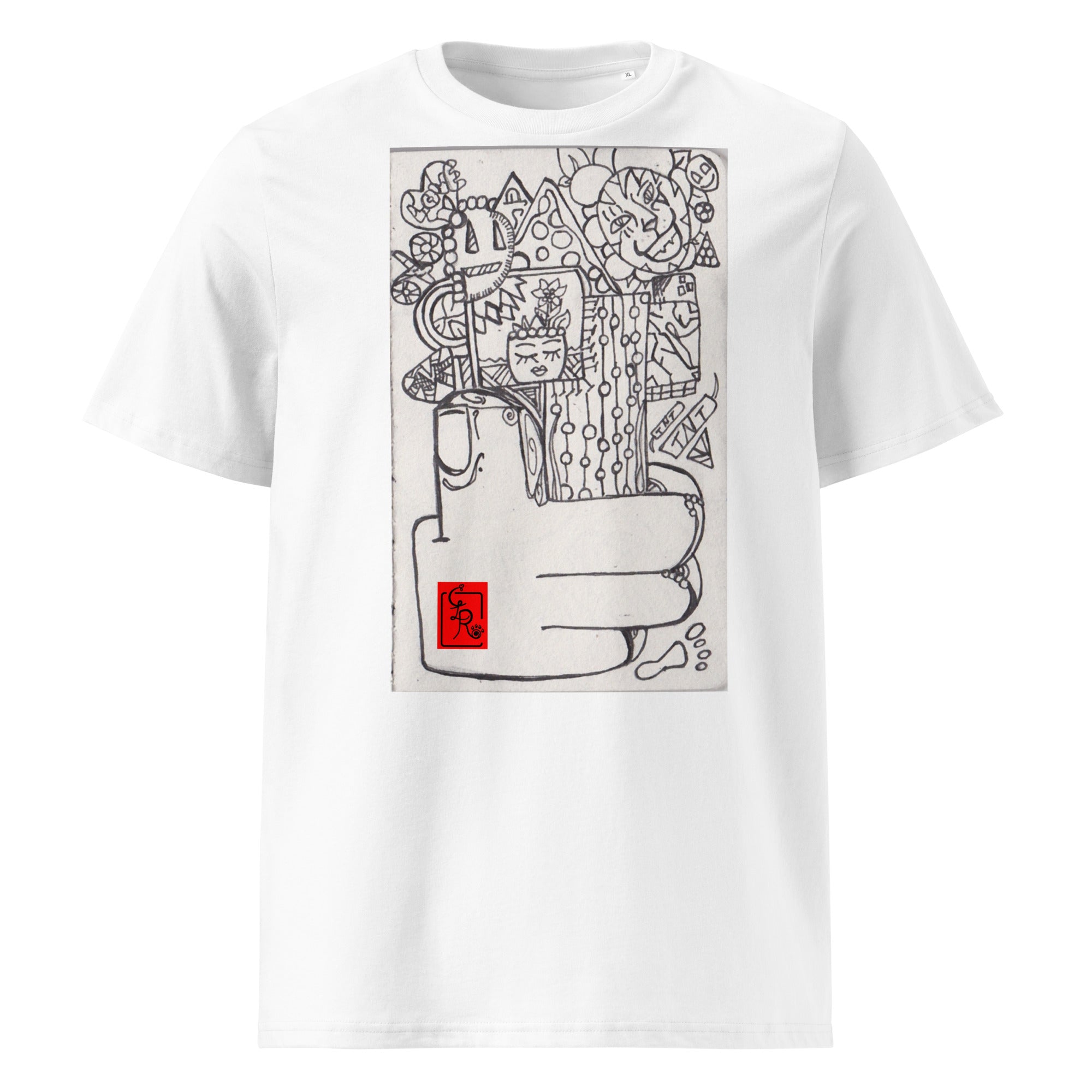 Hitchhiker Organic Tee white front view
